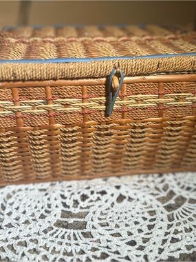 Woven Rattan Sewing Basket - Natural Brown
